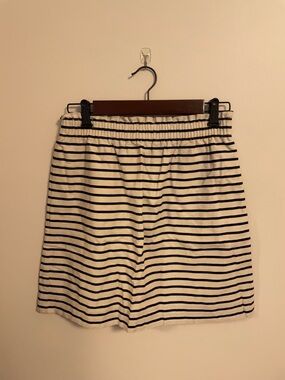 J. Crew Navy and White Striped Linen Cotton Blend Skirt